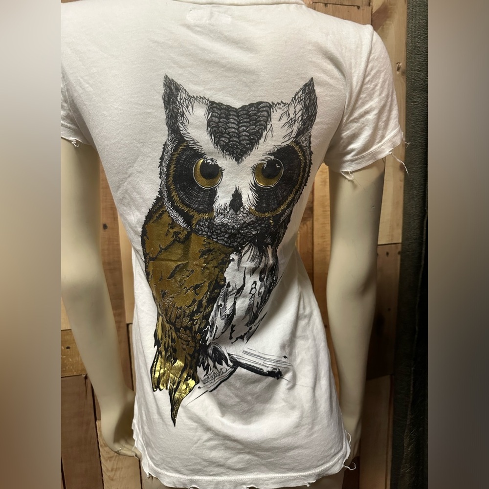 Vintage Lauren moshi gold foil owl top sz medium